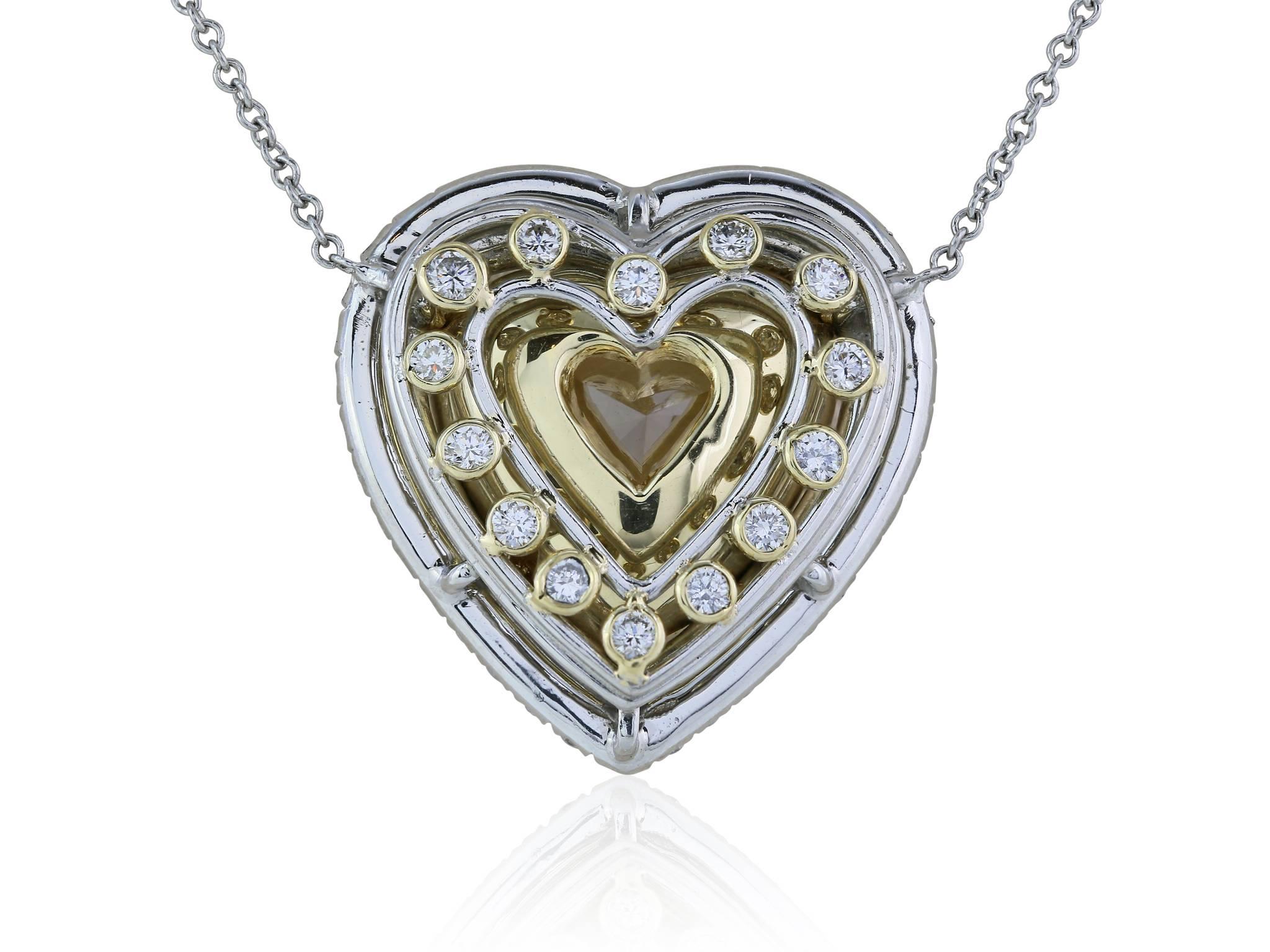 Women's or Men's GIA Certified 10.02 Carat Yellow Heart Shape Diamond Pendant