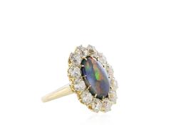 Black Australian Opal Diamond yellow gold Ring