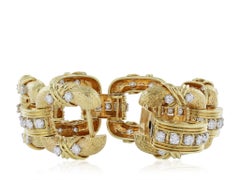 Diamond Gold Square Open Link Bracelet