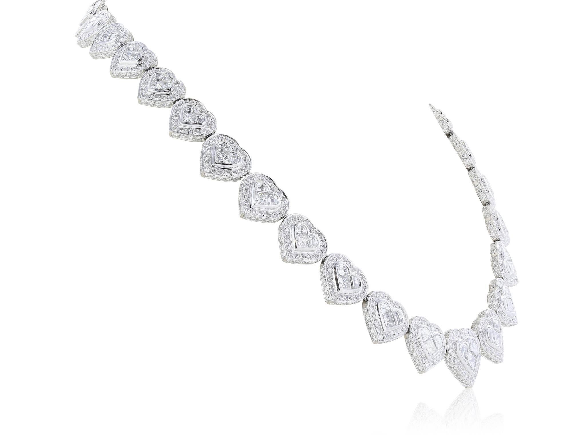 heart shaped diamond tennis necklace