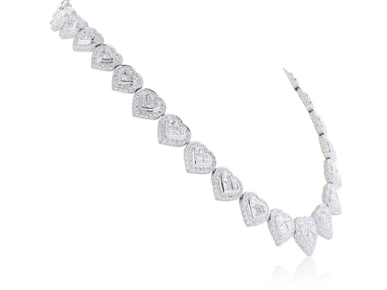Diamond Heart Shape Eternity Necklace For Sale at 1stDibs