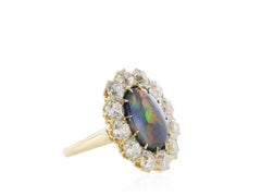 Black Australian Opal and Diamond Ring