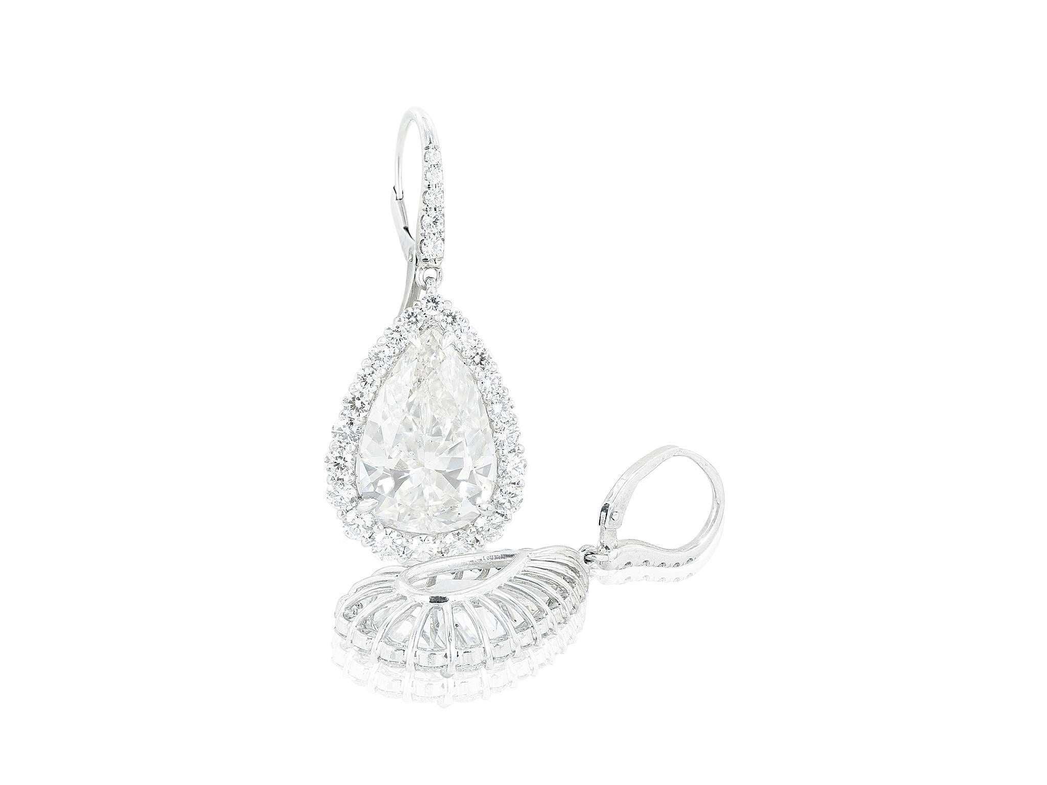 Contemporary 25.69 Carat Pear Diamond Drop Earrings