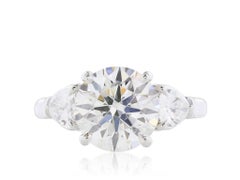 GIA Certifiied 3.23 Carat E/VVS2 Three-Stone Diamond Engagement Ring