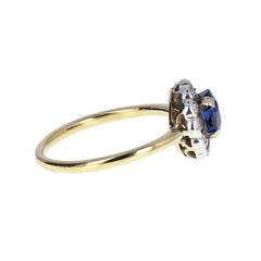 1920s Sapphire Diamond Gold Daisy Cluster Ring
