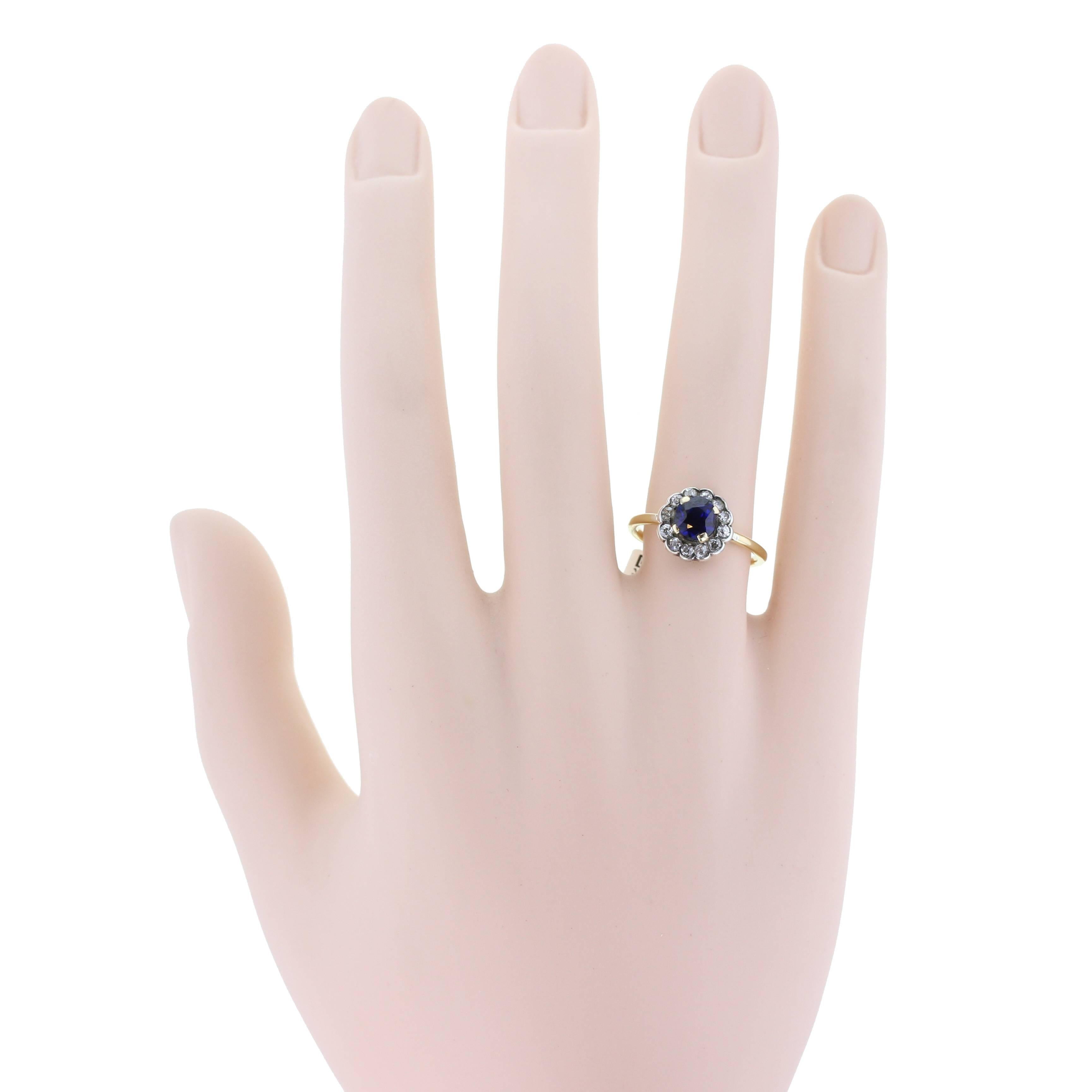 sapphire daisy cluster ring