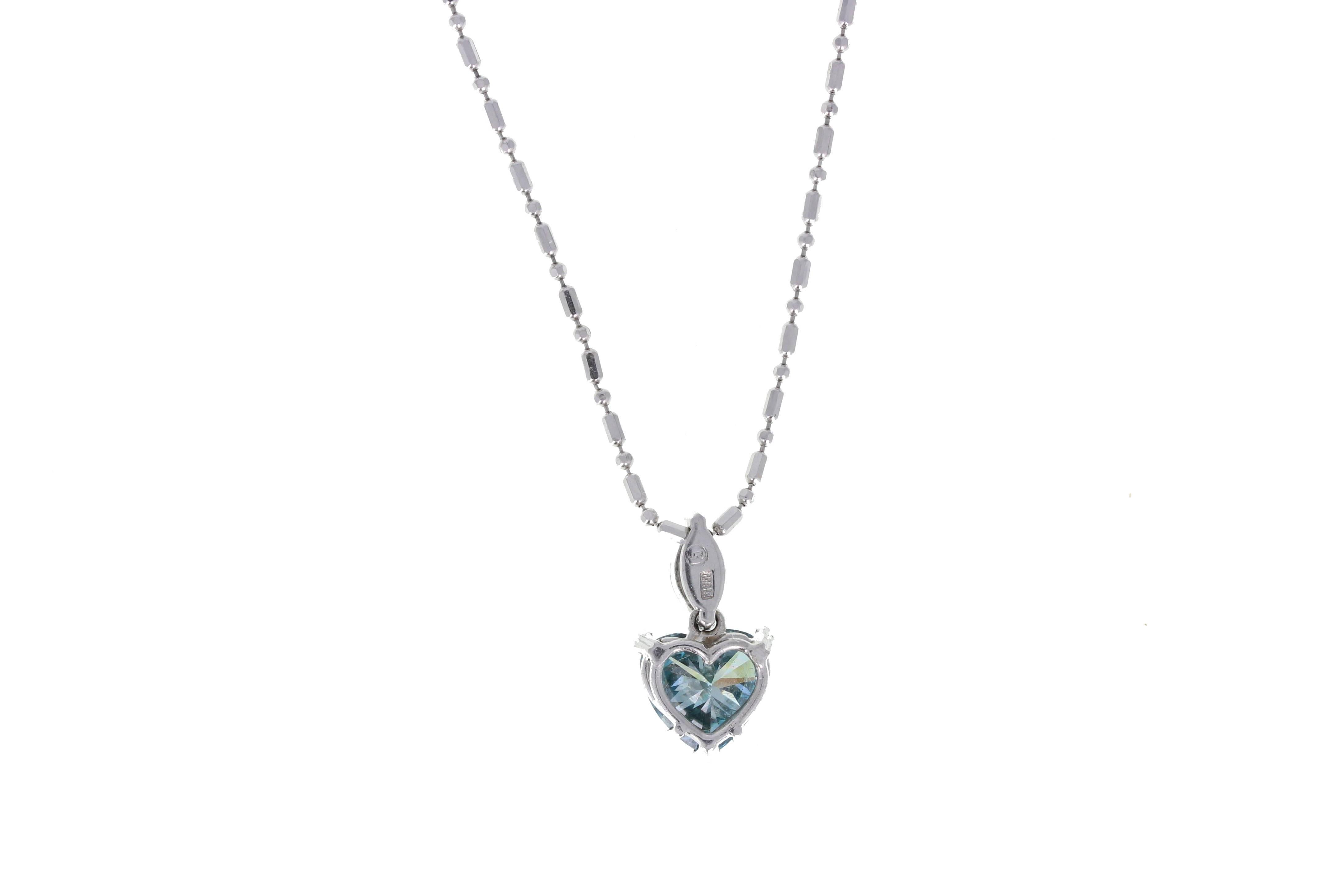 Fancy Blue-Green Heart Shaped Diamond Pendant with GIA Report In Excellent Condition In Newcastle Upon Tyne, GB