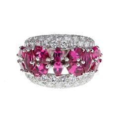 Fancy Pink Tourmaline Diamond Gold Band Ring 7