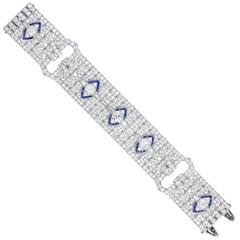 Exceptional Art Deco Sapphire Diamond Platinum Bracelet 4