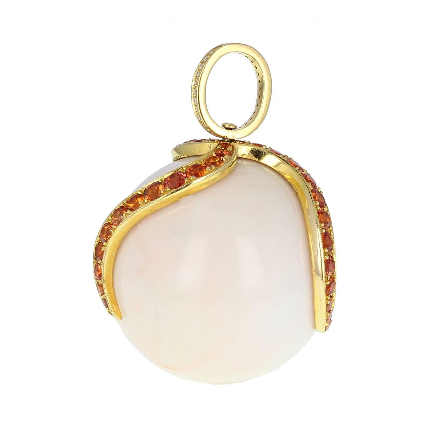 Modern Gold Coral Orb Pendant For Sale
