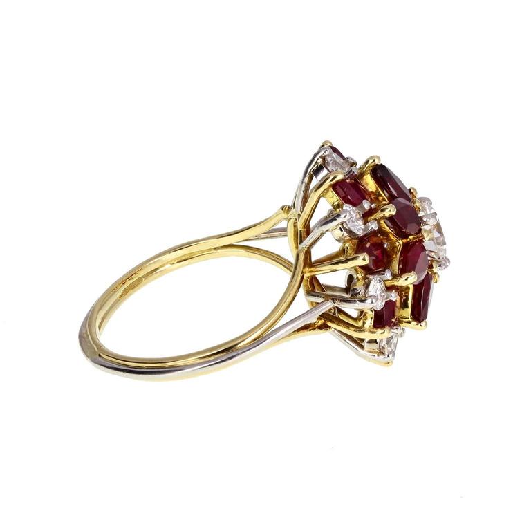 Pear Shaped Ruby Diamond Flower Cluster Ring at 1stDibs | pear shaped ...