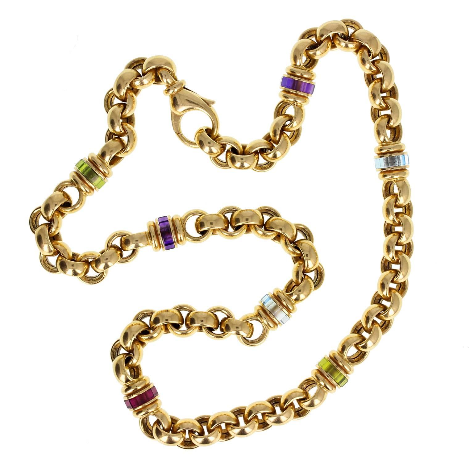 Chopard Multi Gem Gold Chain Necklace