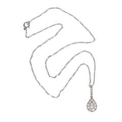 1920s Art Deco Pear Diamond Platinum Tear Drop Shaped Pendant 10