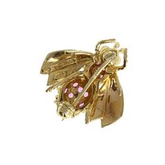 Tiffany & Co. Pink Sapphire Diamond Gold Bee Brooch