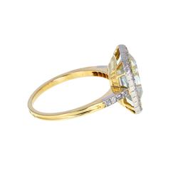 Antique Aquamarine Diamond Gold Square Cluster Ring
