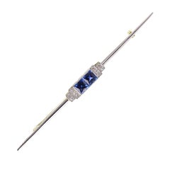 Art Deco Sapphire Diamond Pin Brooch 11