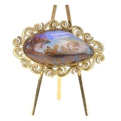 18 Carat Gold Mounted Boulder Opal Specimen with 18 Carat Gold Easel Stand