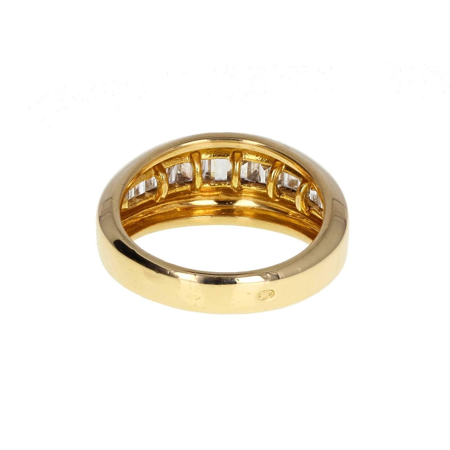 Modern Channel Set Baguette Cut Diamond Half Eternity Band Gold Ring
