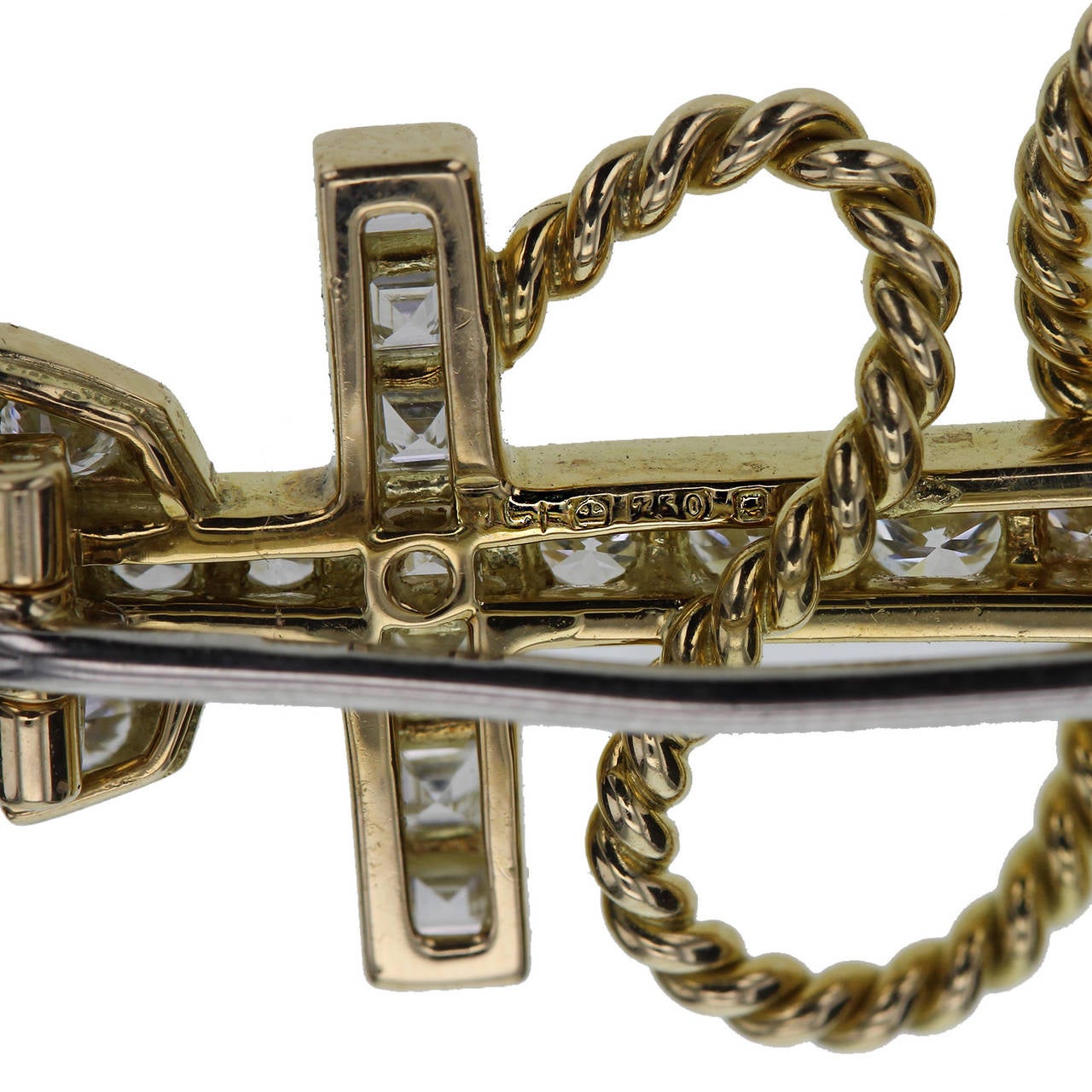 Women's or Men's Cartier Diamond Gold Nautical Anchor Brooch For Sale