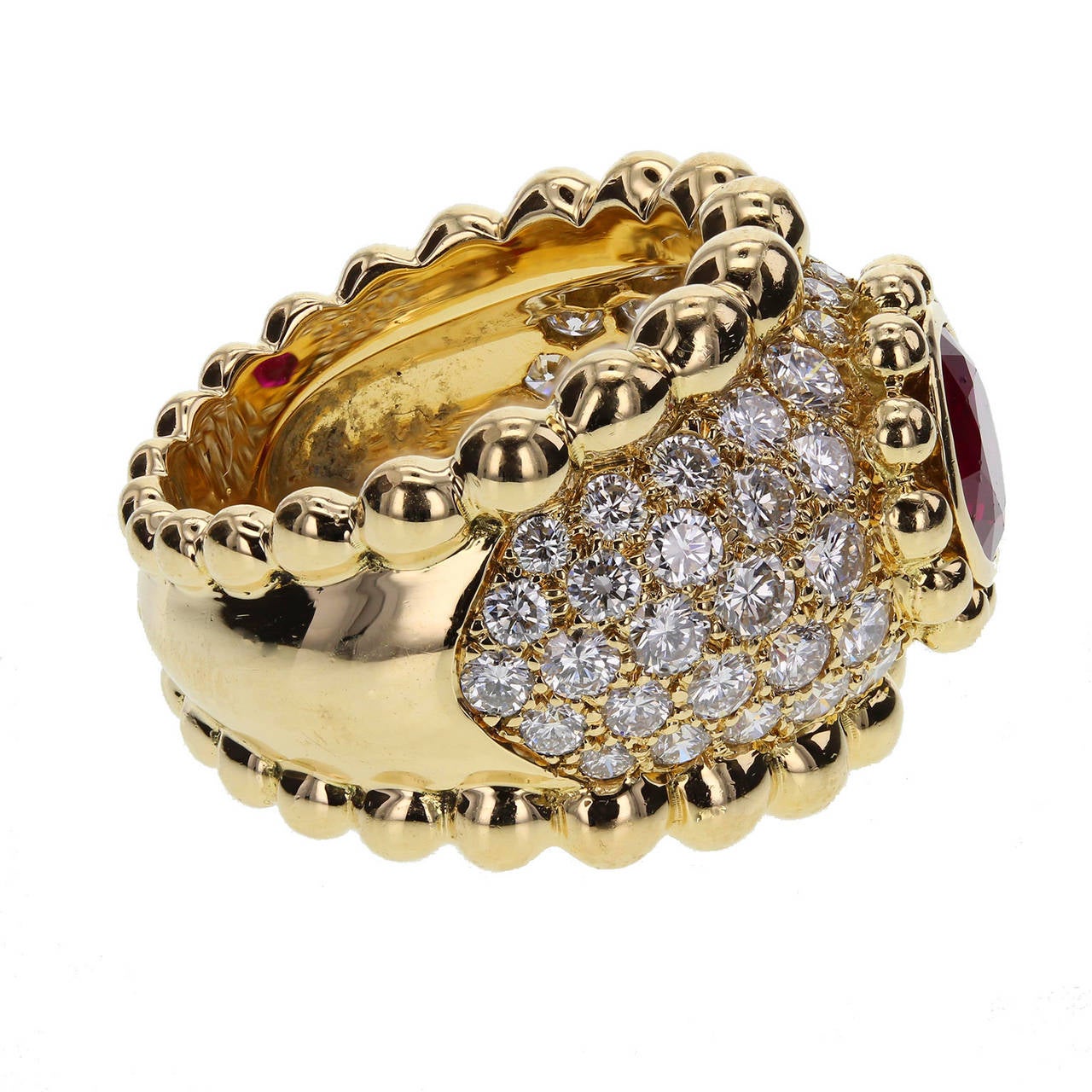 Chanel Ruby Diamond Gold Cocktail Ring at 1stDibs | chanel ruby ring