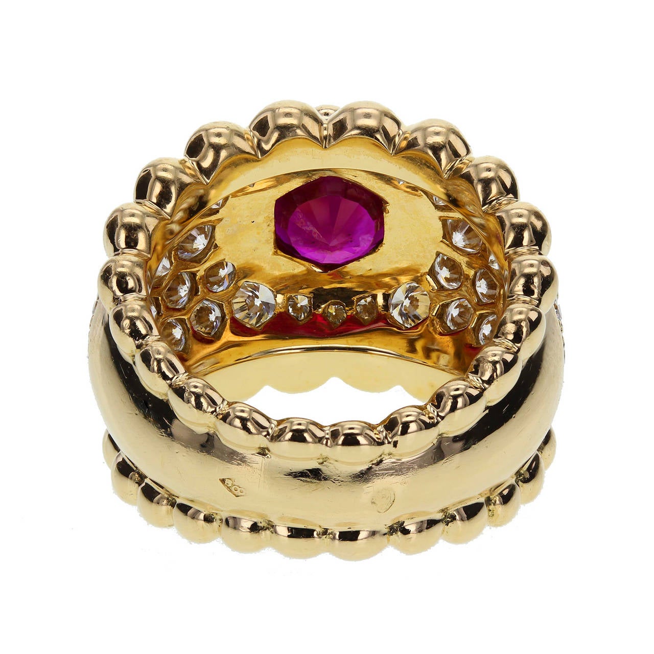 Modern Chanel Ruby Diamond Gold Cocktail Ring