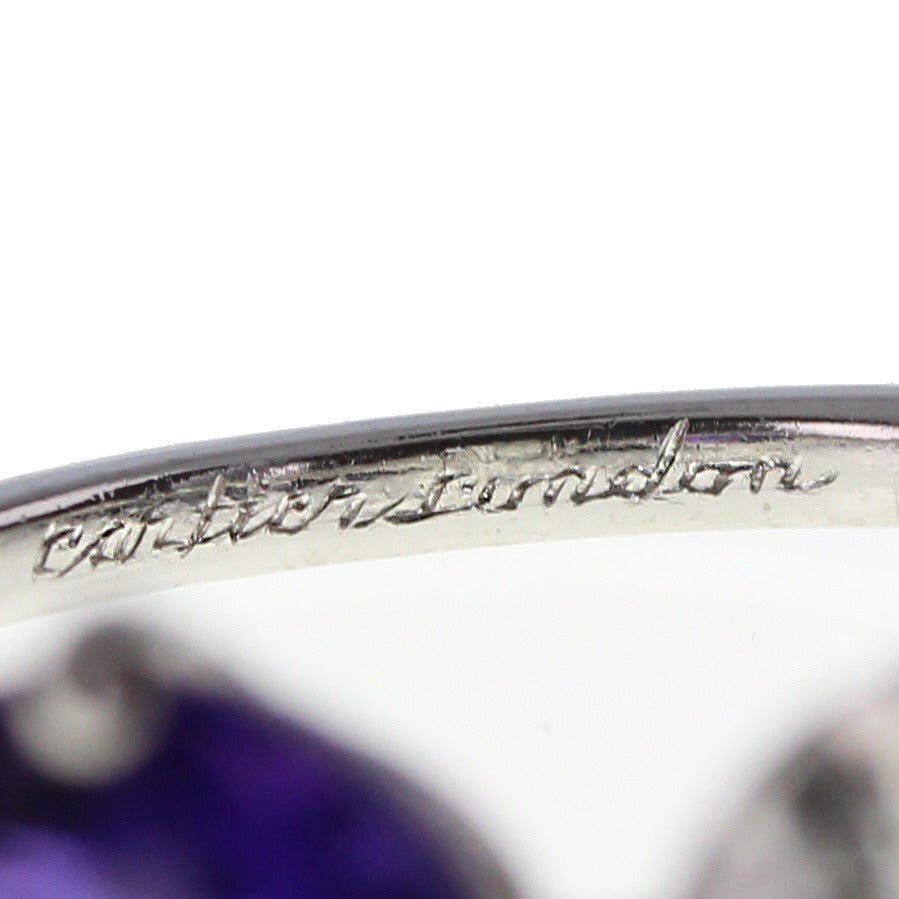 Women's 1920s Cartier Amethyst Diamond Platinum Two-Stone Ring