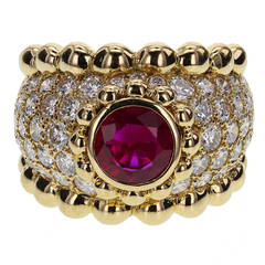 Chanel Ruby Diamond Gold Cocktail Ring