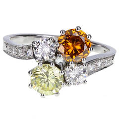 Fancy GIA Cert Orange and Yellow Diamond Gold Cluster Ring 11