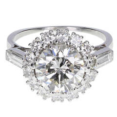 2.50 Carat Halo Set Diamond Platinum Solitaire Ring