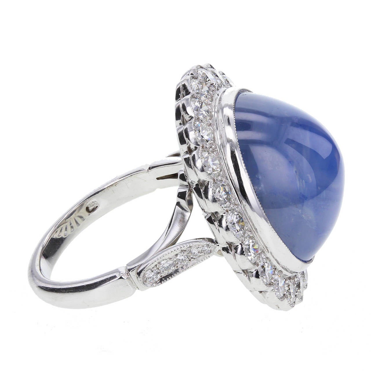 Modern 25 Carat Blue Star Sapphire Diamond Gold Cluster Ring