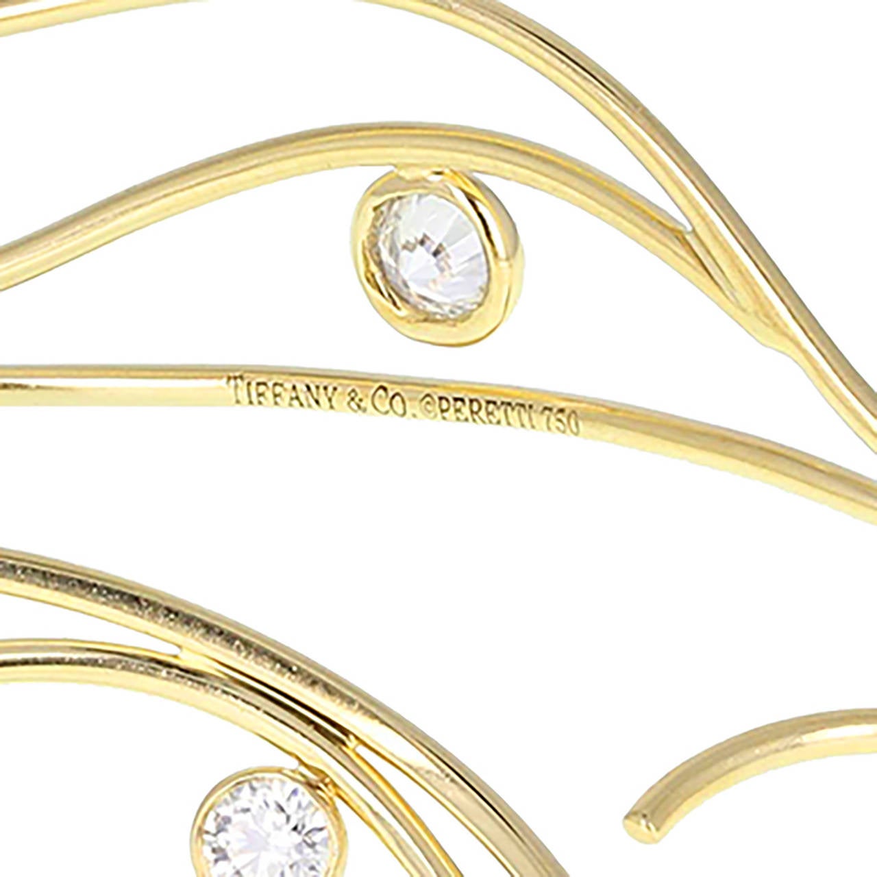 Modern Tiffany & Co. Elsa Peretti Diamond Gold Leaf Earrings