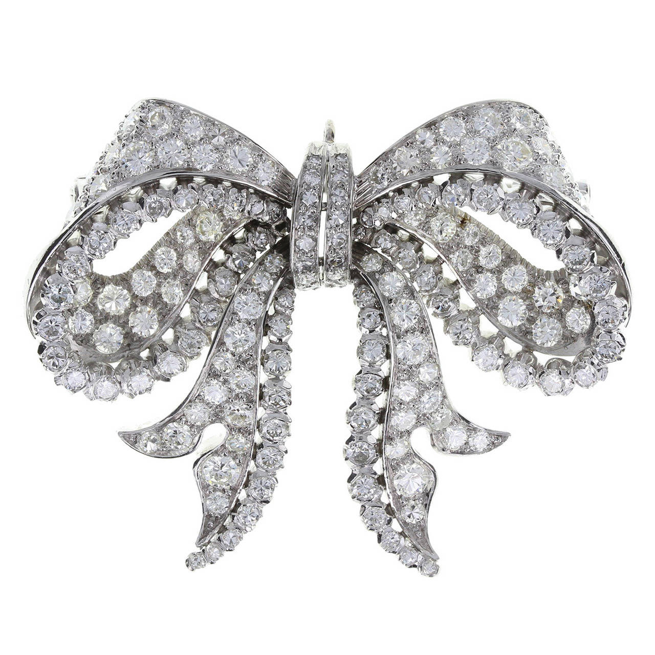 Yanes Diamond Set Platinum Bow Brooch