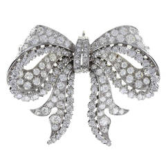 Vintage Yanes Diamond Set Platinum Bow Brooch
