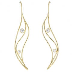Tiffany & Co. Elsa Peretti Diamond Gold Leaf Earrings