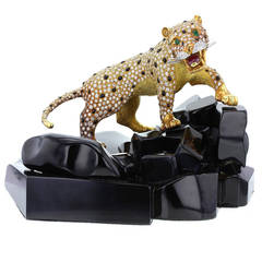 Diamond Emerald Ruby Gold Panther Onyx Rock Objet D'Art 9