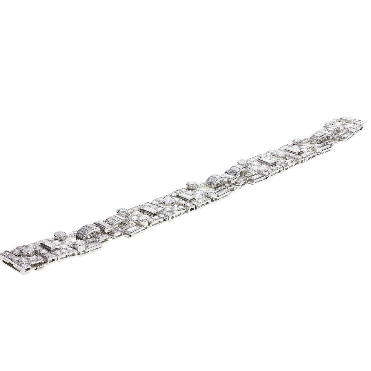 Garrard Art Deco Diamond Platinum Panel Bracelet 1