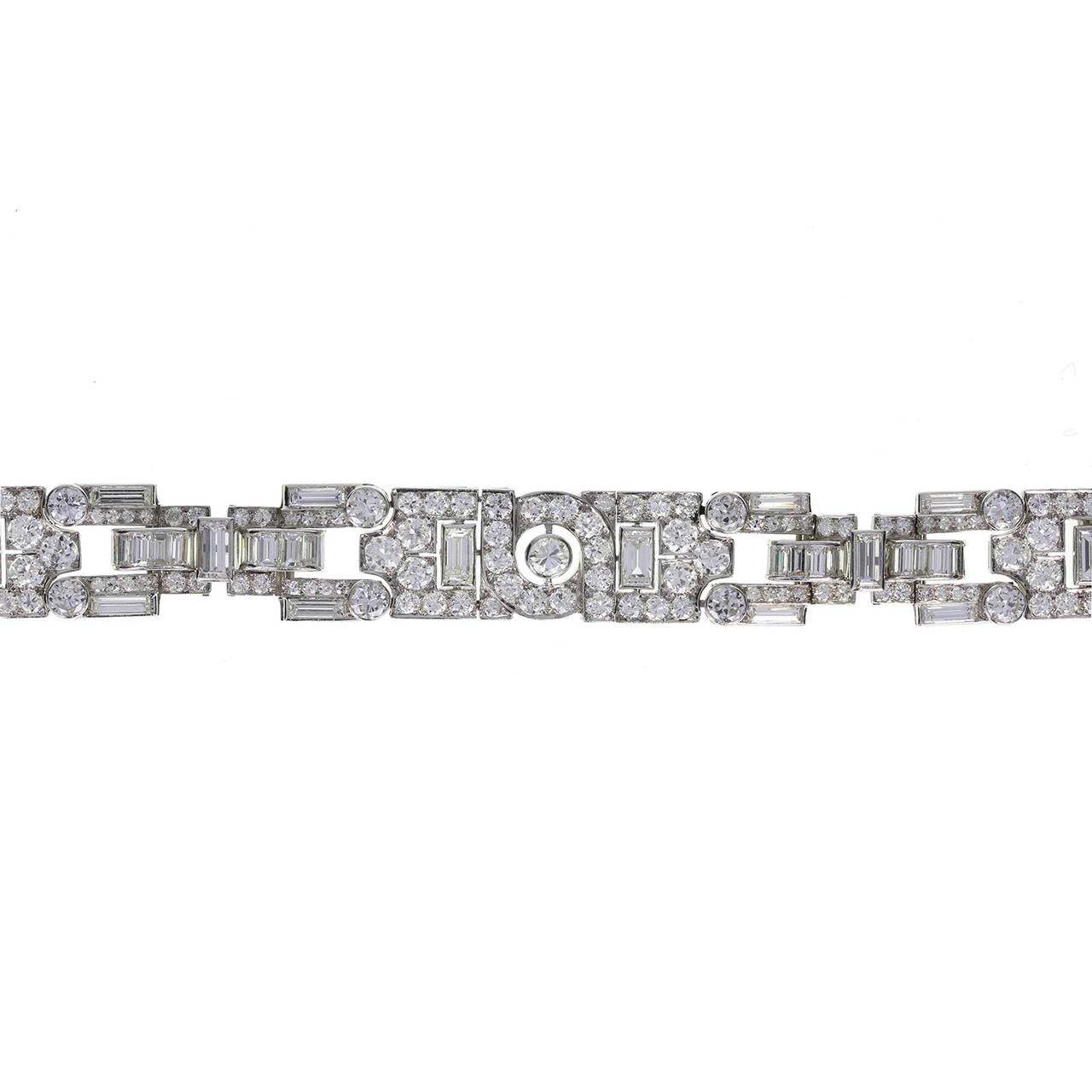 Garrard Art Deco Diamond Platinum Panel Bracelet In Excellent Condition In Newcastle Upon Tyne, GB