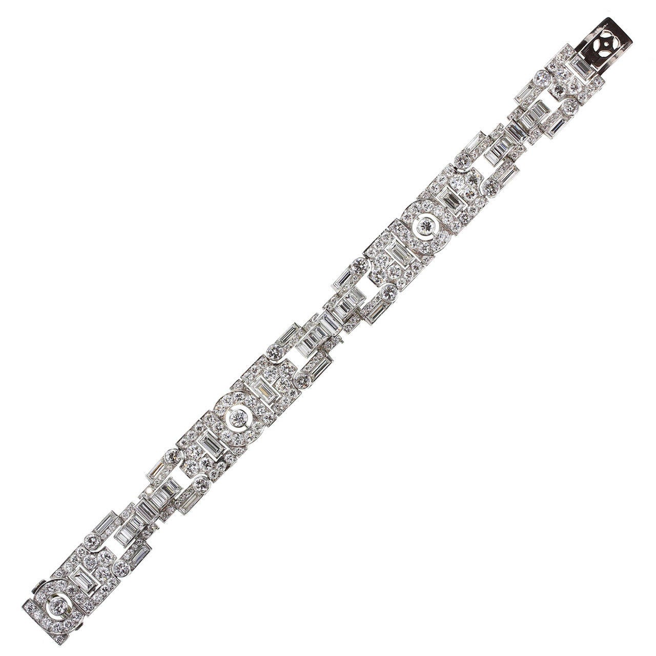 Garrard Art Deco Diamond Platinum Panel Bracelet