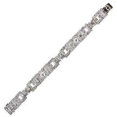 Antique Garrard Art Deco Diamond Platinum Panel Bracelet