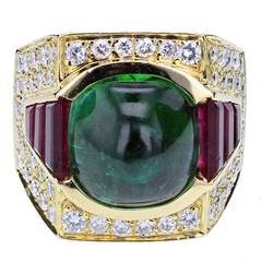 Frederic Parisse Green and Pink Tourmaline Diamond Ring 8