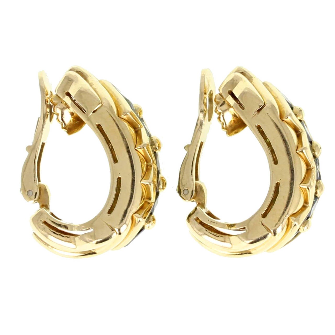 Bulgari Green Tourmaline Gold Hoop Earrings For Sale at 1stdibs