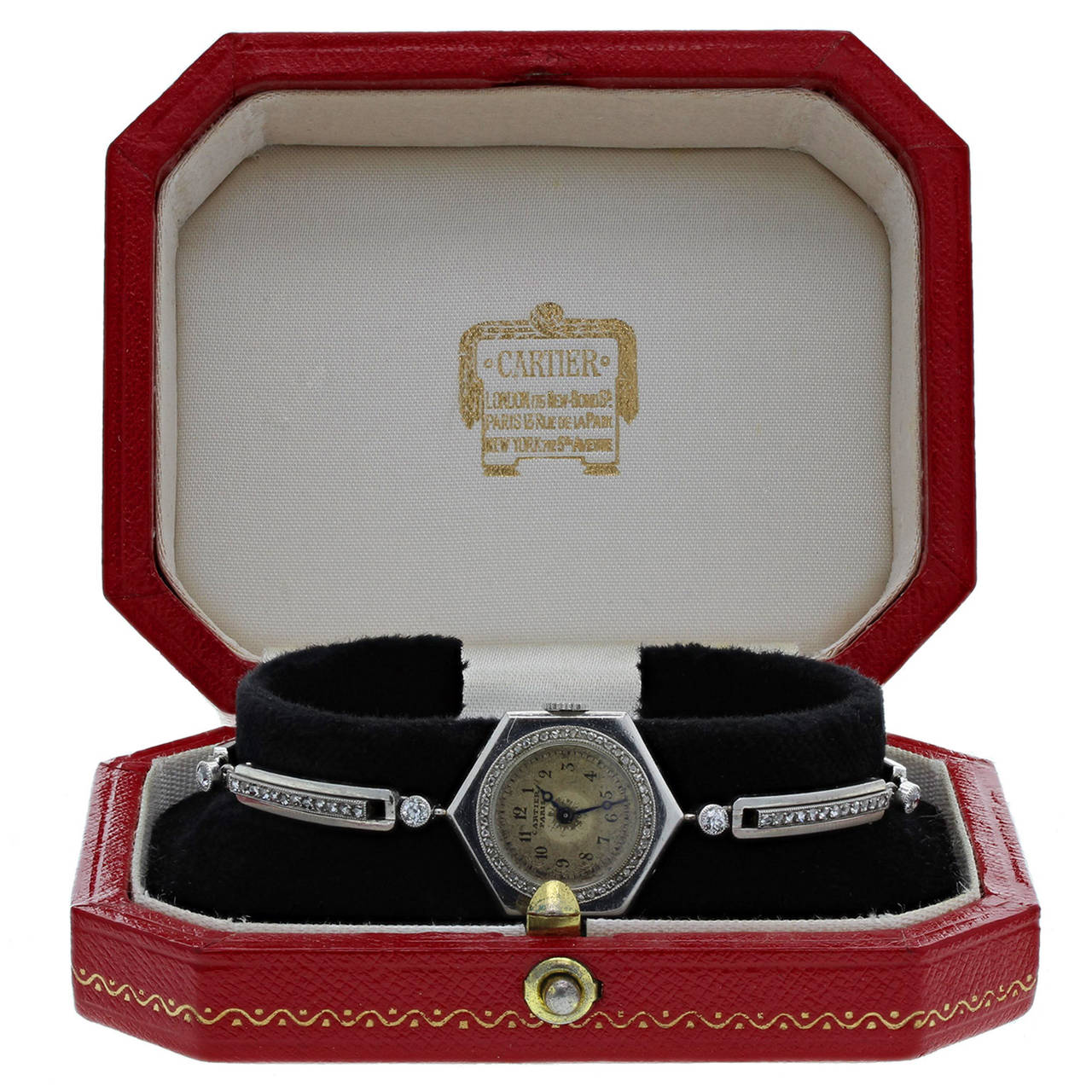 H.M. The Queen's Sister Princess Margaret's Cartier Art Deco Platinum Watch In Excellent Condition For Sale In Newcastle Upon Tyne, GB