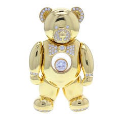 1990s Chopard Happy Diamond Gold Teddy Bear Necklace 12