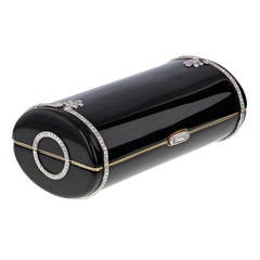 Cartier Paris Art Deco Black Enamel Diamond Lady's Vanity Case 6