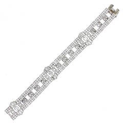 Art Deco Diamond Platinum Panel Bracelet 6