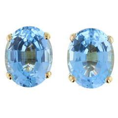 Oval Cut Aquamarine Gold Earrings 9