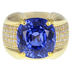 SSEF 13.18 Carat No Heat Ceylon Sapphire Diamond Ring 6