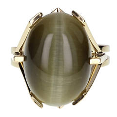 Retro Large Tigers Eye Solitaire Cocktail Ring 11