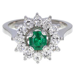 Emerald Diamond Cluster Ring