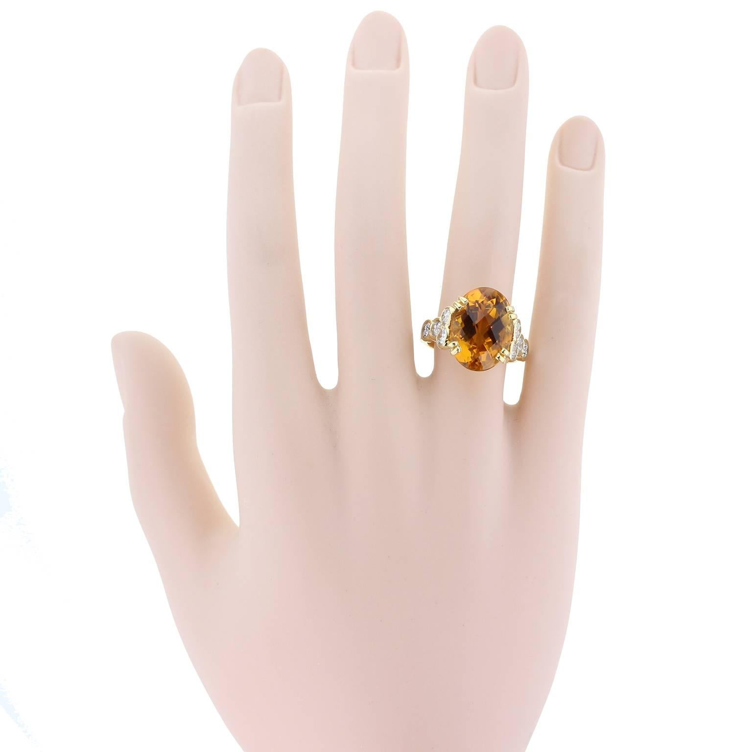 Citrine Diamond Gold Ring  In New Condition For Sale In Newcastle Upon Tyne, GB